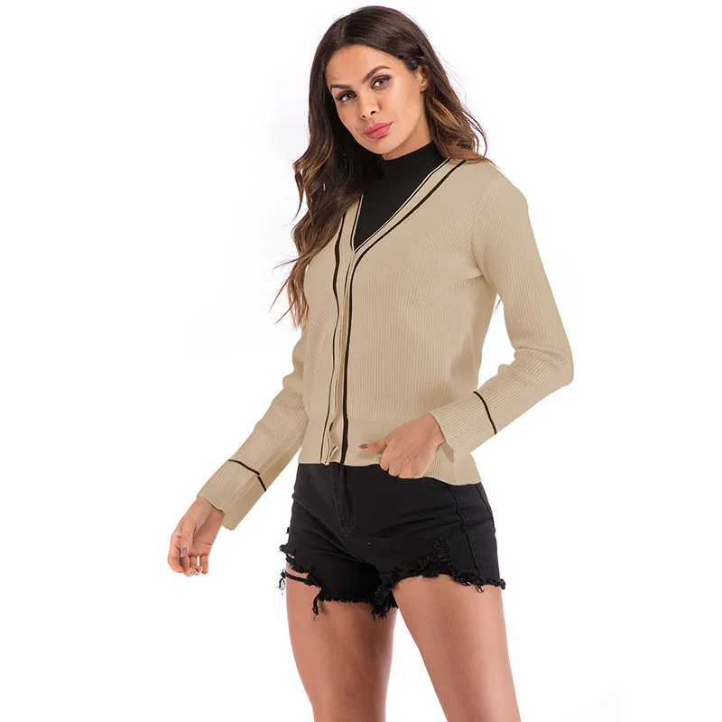 2019 Autumn New Coat Women Fashion V-neck Color Matching Knit Cardigan Ladies Long-sleeve Single-button Short Shirt Sweater
2019 Autumn New Coat Women Fashion V-neck Color Matching Knit Cardigan Ladies Long-sleeve Single-button Short Shirt Sweater