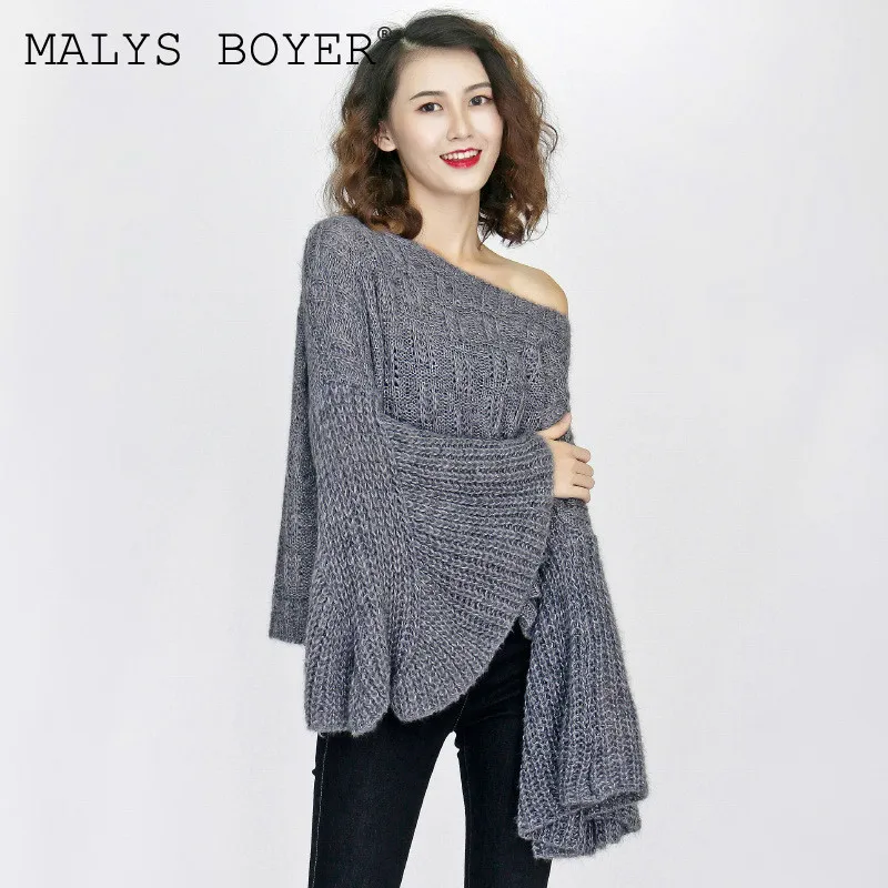 2019 New Korean Woman thick Sexy Loose round neck One Shoulder long flare Sleeve Knitting pullover streetwear sweater jumper
2019 New Korean Woman thick Sexy Loose round neck One Shoulder long flare Sleeve Knitting pullover streetwear sweater jumper