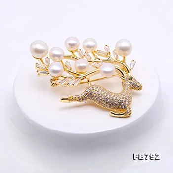JYX Deer Pearl Brooch 7-9mm Flatly-round White Natural Freshwater Cultured Pearl Brooches Beautiful Elk Christmas pins
JYX Deer Pearl Brooch 7-9mm Flatly-round White Natural Freshwater Cultured Pearl Brooches Beautiful Elk Christmas pins