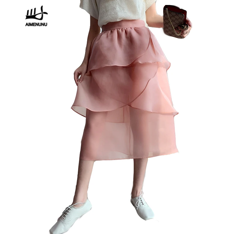 AIMENUNU Casual Voile Skirt For Women High Waist Perspective Midi Skirts Female Elegant Fashion Spring Summer Clothing
AIMENUNU Casual Voile Skirt For Women High Waist Perspective Midi Skirts Female Elegant Fashion Spring Summer Clothing