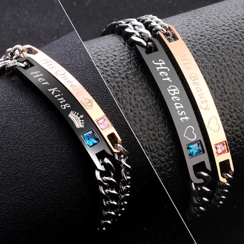 Black Rose Gold Color Women Bracelet Male 2 Style His Queen Her King Bracelet Male Chain Crystal Couple Lover Bracelet for Men
Black Rose Gold Color Women Bracelet Male 2 Style His Queen Her King Bracelet Male Chain Crystal Couple Lover Bracelet for Men