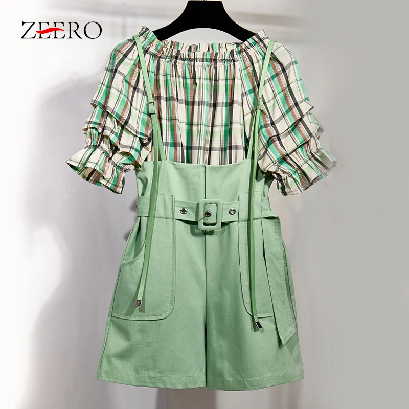 2019 New Summer Fashion Women's Sets Small Fresh Plaid Slash Neck Top + Strap Wide Leg Shorts All-match Suits Tide High Quality
2019 New Summer Fashion Women's Sets Small Fresh Plaid Slash Neck Top + Strap Wide Leg Shorts All-match Suits Tide High Quality