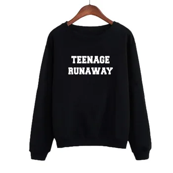 Women Tops Moletom Tumblr Tracksuit Teenage Runaway Harajuku Slogan Print Round Neck Pullover White Black Hoodie
Women Tops Moletom Tumblr Tracksuit Teenage Runaway Harajuku Slogan Print Round Neck Pullover White Black Hoodie
