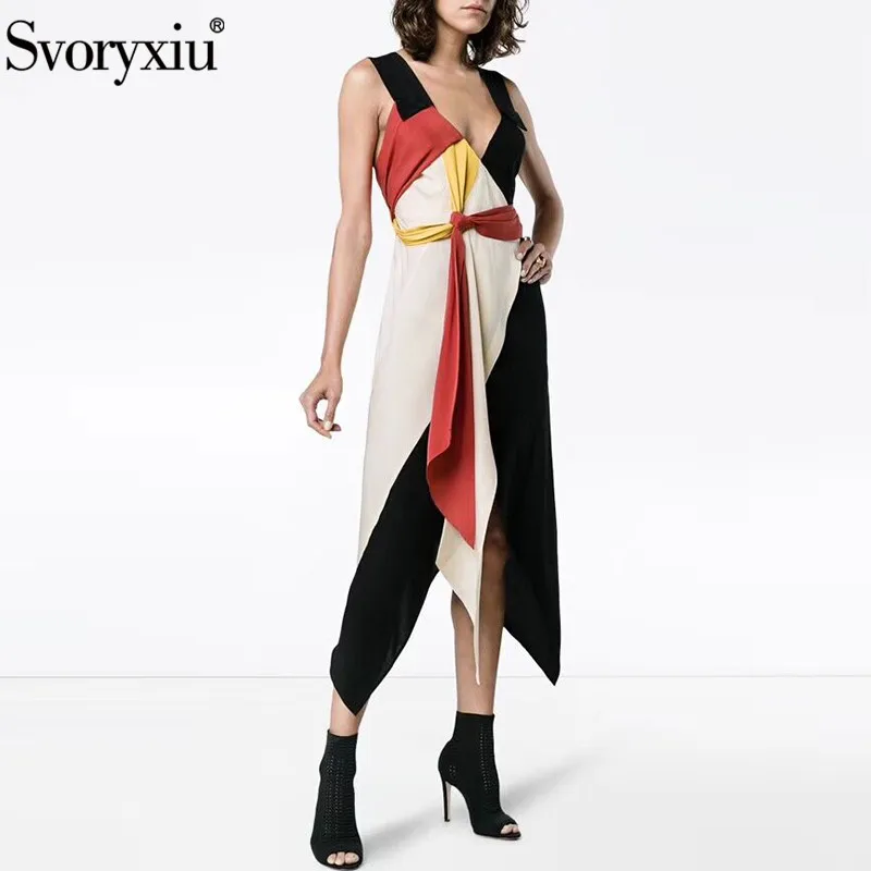 Svoryxiu Sexy Deep V-Neck Runway Summer Long Dress Women's Fashion Color Matching Print Sleeveless Party Dress Vestdios
Svoryxiu Sexy Deep V-Neck Runway Summer Long Dress Women's Fashion Color Matching Print Sleeveless Party Dress Vestdios