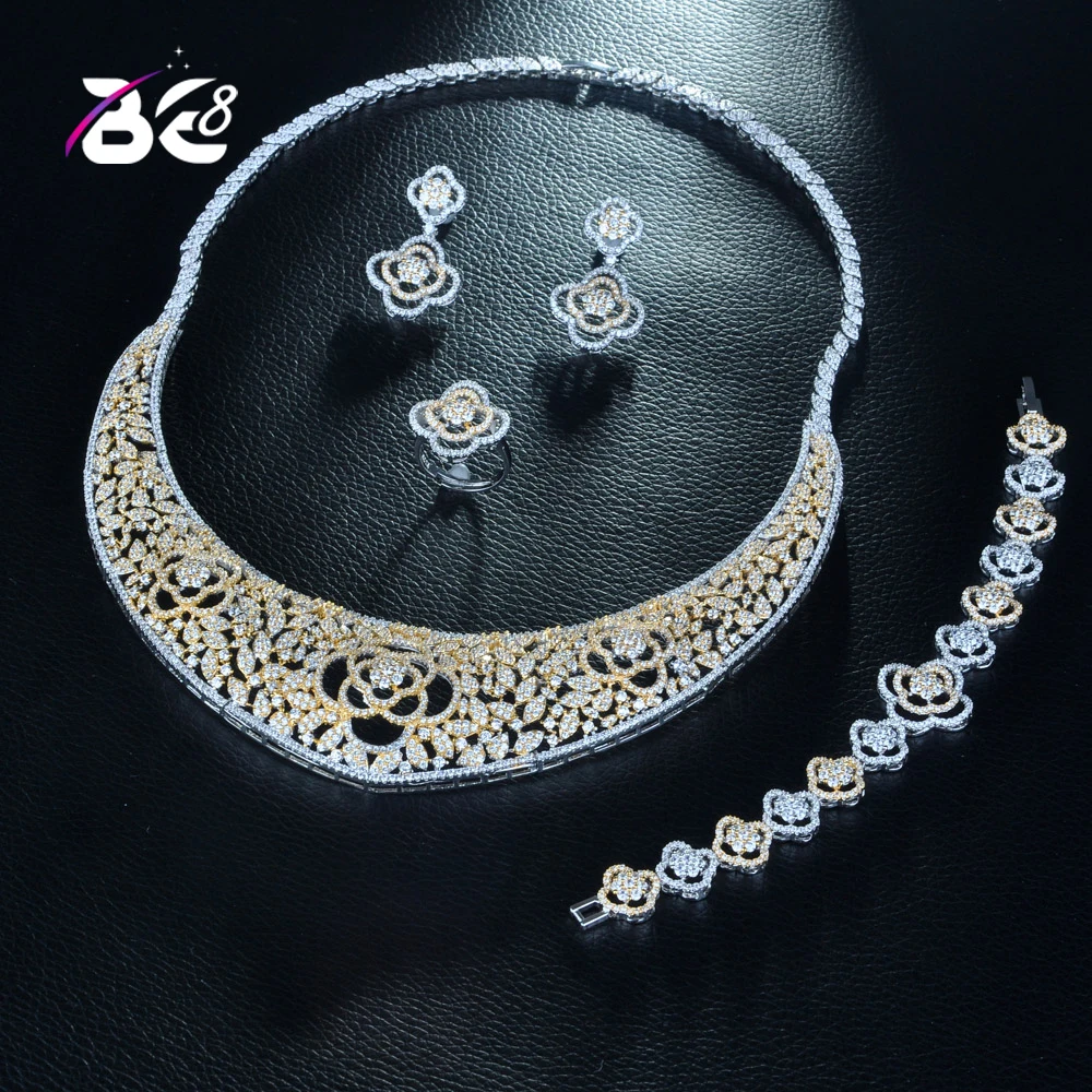Be 8 Luxury Top Quality Women Party Wedding Jewelry Set Pave CZ 2 Tones Flower Shape Nigerian Big Bridal Necklace Set S272
Be 8 Luxury Top Quality Women Party Wedding Jewelry Set Pave CZ 2 Tones Flower Shape Nigerian Big Bridal Necklace Set S272
