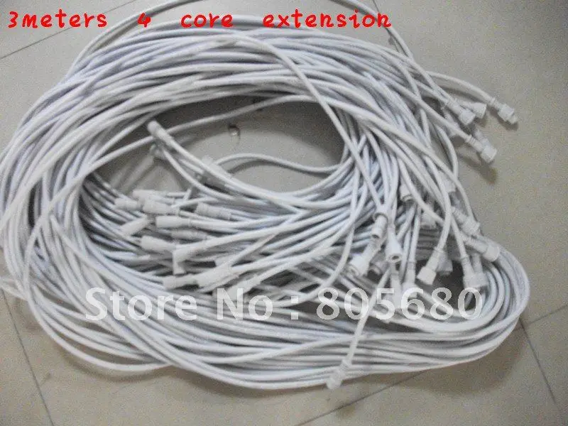 3m 4 core waterproof extension cable, one end with male, the other end with female, white color
3m 4 core waterproof extension cable, one end with male, the other end with female, white color
