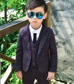 2018 Formal plaid Clothes Boys suits for wedding Kids British Wind Birthday Dress suit Children clothing Jacket+pants+vest
2018 Formal plaid Clothes Boys suits for wedding Kids British Wind Birthday Dress suit Children clothing Jacket+pants+vest