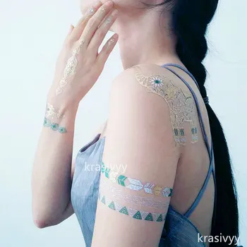 DIY Flash Tattoos Gold Silver Metallic Temporary Tattoos Golden india stylenecklace flower Wholesale for girl boy free shipping
DIY Flash Tattoos Gold Silver Metallic Temporary Tattoos Golden india stylenecklace flower Wholesale for girl boy free shipping