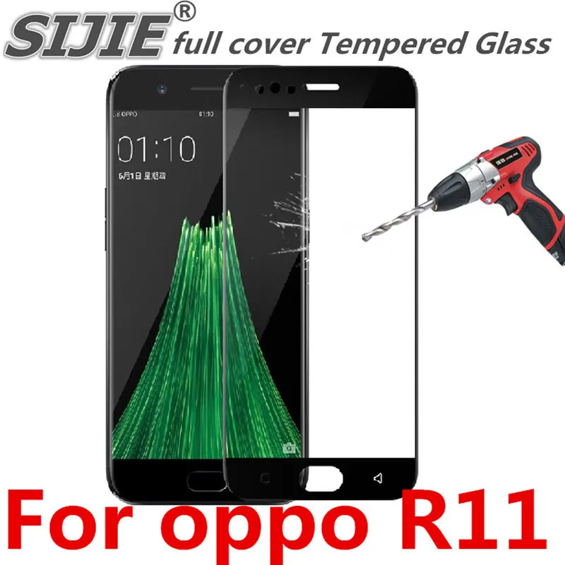 

full cover Tempered Glass For oppo R11 oppoR11 R 11 Screen protective phone toughened case covers 9H on frame all edges