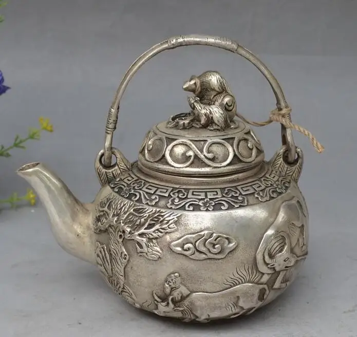 China collection archaize white copper shepherd boy riding a cow teapot craft statue
China collection archaize white copper shepherd boy riding a cow teapot craft statue