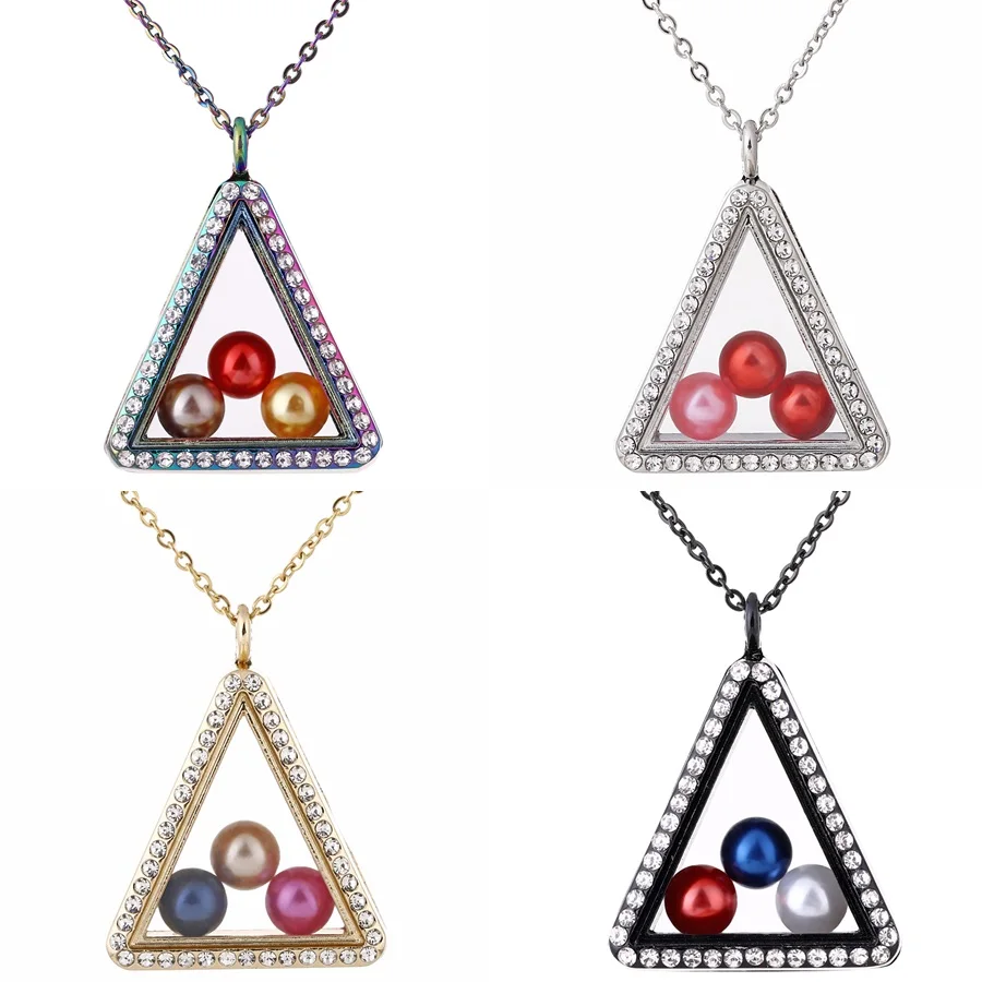 Rainbow Gold Silver Black Triangle Magnetic Living Memory 8mm Beads Locket Pearl Cage Floating Pendant With Rhinestone Necklace
Rainbow Gold Silver Black Triangle Magnetic Living Memory 8mm Beads Locket Pearl Cage Floating Pendant With Rhinestone Necklace