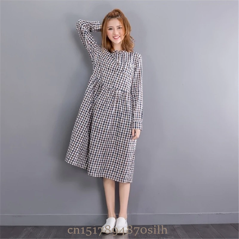 2018 Fashion Spring Autumn Women Dress Sweet O-Neck Plaid Cotton Linen Femme Robe Vestidos Long Sleeve Casual Loose Dress Girls
2018 Fashion Spring Autumn Women Dress Sweet O-Neck Plaid Cotton Linen Femme Robe Vestidos Long Sleeve Casual Loose Dress Girls