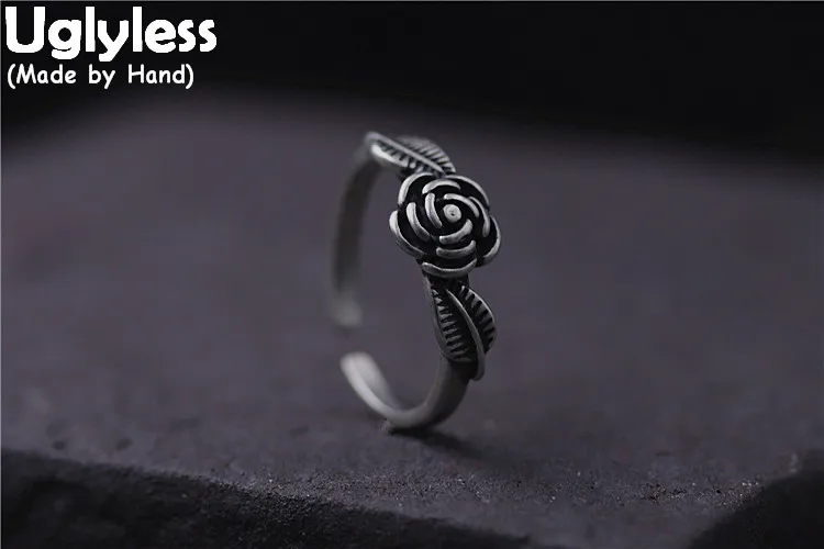 Uglyless Real S925 Sterling Silver Vintage Designer Rose Rings for Women Black Thai Silver Floral Open Finger Ring Ethnic Bijoux
Uglyless Real S925 Sterling Silver Vintage Designer Rose Rings for Women Black Thai Silver Floral Open Finger Ring Ethnic Bijoux