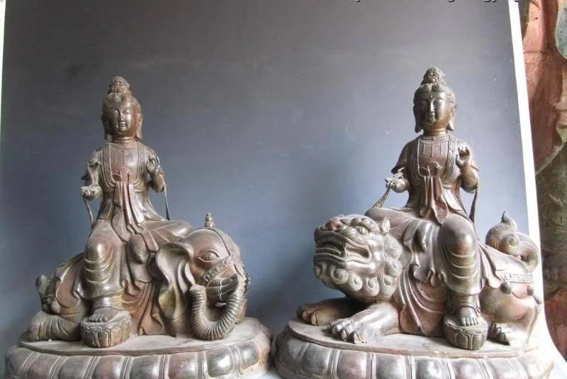 19 Tibet Bronze Manjusri Samantabhadra Bodhisattva Kwan-Yin Guan Yin BuddhaPair
19 Tibet Bronze Manjusri Samantabhadra Bodhisattva Kwan-Yin Guan Yin BuddhaPair
