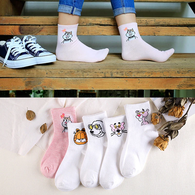 5 pair/set Cute Cartoon Women Crew Socks Garfield/Pink Panther/Sandy Cheeks Harajuku Kawaii Funny Women Socks with Gift Bag
5 pair/set Cute Cartoon Women Crew Socks Garfield/Pink Panther/Sandy Cheeks Harajuku Kawaii Funny Women Socks with Gift Bag