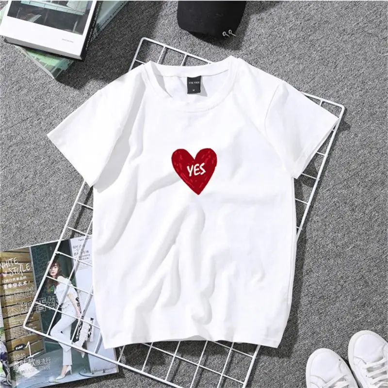 Футболка женская с коротким рукавом мягкая принтом BF Love в Корейском стиле на
