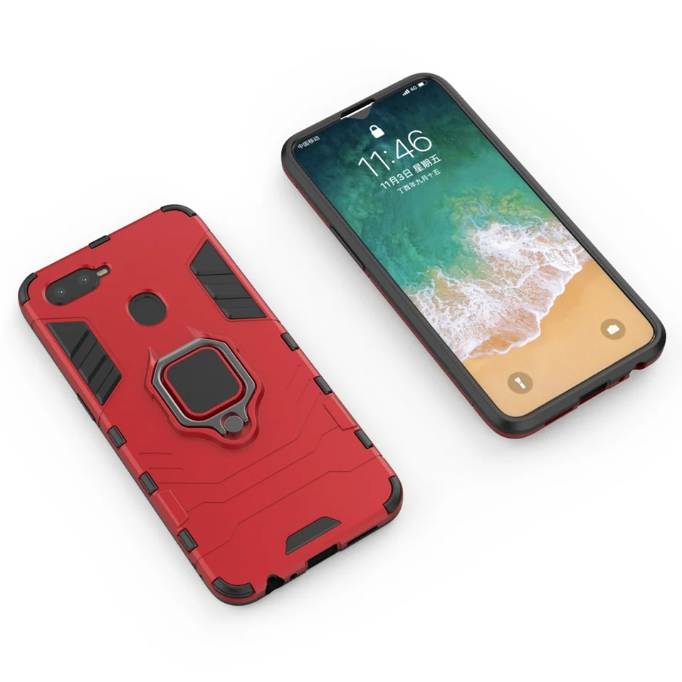 Armor Ring Case For OPPO F9 K1 Coque Shockproof Hard Phone Case For OPPO R9 R9S R11 R11S Plus R15X R17 Pro A3S A5 A7X F9 K1 Case (2)