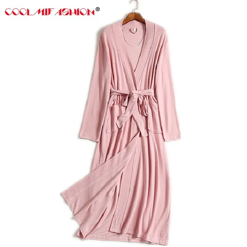 Women Robe Long Sleeve Solid Loose V Neck Self Belt Bathrobe Night Sexy Robes Night Grow Kimono Robe femme Women's Sleep & Loung
Women Robe Long Sleeve Solid Loose V Neck Self Belt Bathrobe Night Sexy Robes Night Grow Kimono Robe femme Women's Sleep & Loung