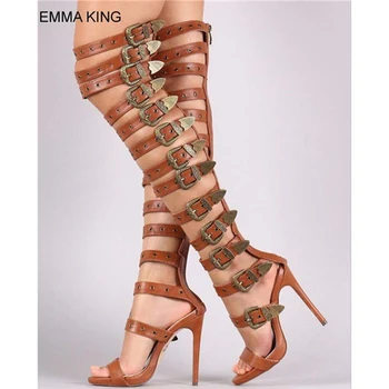Hot Sandalias Mujer Belt Buckle Strap Over The Knee Boots Peep Toe Narrow Band Sandals Botas High Heels Party Stage Shoes Woman
Hot Sandalias Mujer Belt Buckle Strap Over The Knee Boots Peep Toe Narrow Band Sandals Botas High Heels Party Stage Shoes Woman