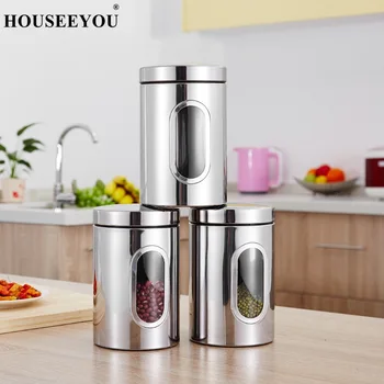 3Pcs/set Stainless Steel Kitchen Food Storage Tank Box with Lids Grain Jug Organizer Tank Container with Transparent View Window
3Pcs/set Stainless Steel Kitchen Food Storage Tank Box with Lids Grain Jug Organizer Tank Container with Transparent View Window