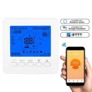 WIFI Thermostats Temperature Controller Regulator Programming Heating Thermostat Compatible With Alexa And Google Assistant
WIFI Thermostats Temperature Controller Regulator Programming Heating Thermostat Compatible With Alexa And Google Assistant