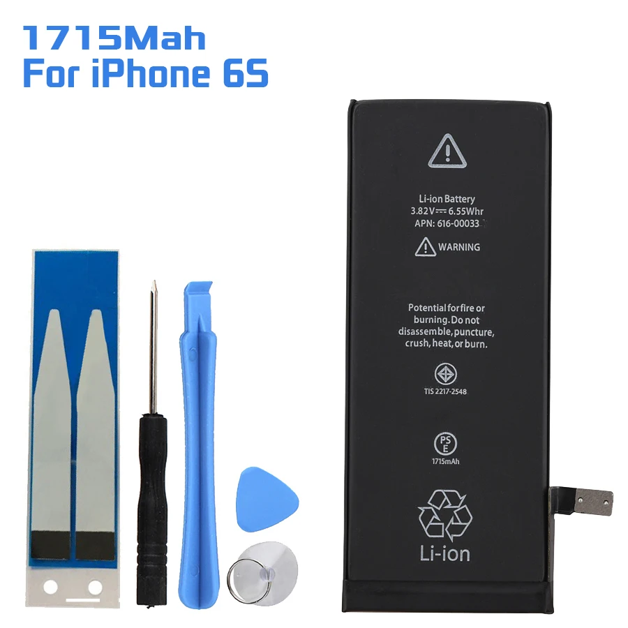2018 100% Mobile Phone Battery For iPhone 6S Real Capacity 1715mAh Li-polymer Battery With Repair Tools Kit And Battery Sticker
2018 100% Mobile Phone Battery For iPhone 6S Real Capacity 1715mAh Li-polymer Battery With Repair Tools Kit And Battery Sticker