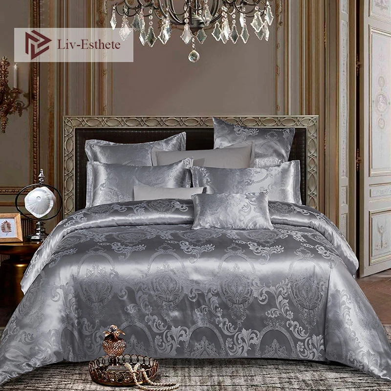 Liv-Esthete Euro Jacquard Palace Luxury Bedding Set Gray Queen King Duvet Cover Flat Sheet Decorative Bed Linen Set For Wedding
Liv-Esthete Euro Jacquard Palace Luxury Bedding Set Gray Queen King Duvet Cover Flat Sheet Decorative Bed Linen Set For Wedding