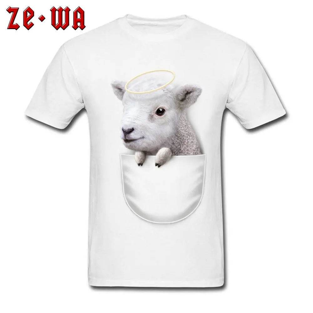 Funny Tops Shirts Hot Sale Short Sleeve Male T-Shirt TpicOriginaltitle Group Summer T-shirts Round Collar Free Shipping POCKET LAMB white