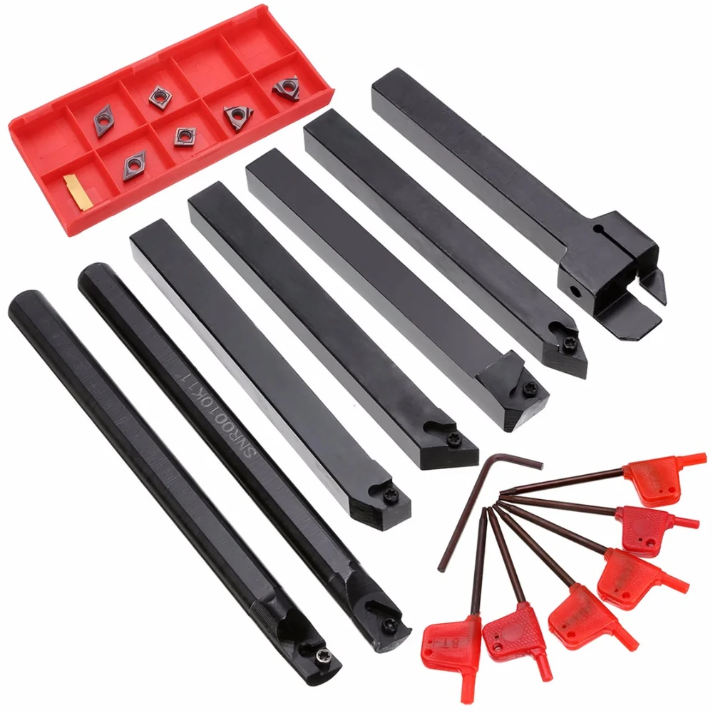 21pcs/set 10mm Shank Tool Holder Boring Bar + Carbide Inserts Set with Wrenches For Lathe Turning Tool