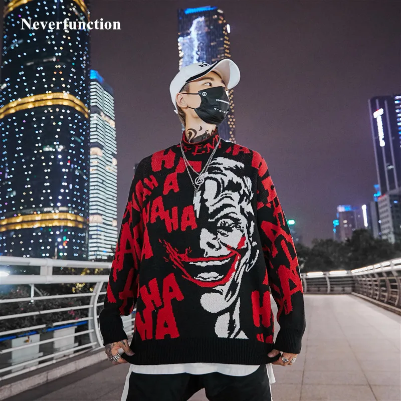 2019 Autumn new Mens printed oversized Knitwear Clown Sweater Loose Standing collar Cotton Casual male Pullovers sweater
2019 Autumn new Mens printed oversized Knitwear Clown Sweater Loose Standing collar Cotton Casual male Pullovers sweater