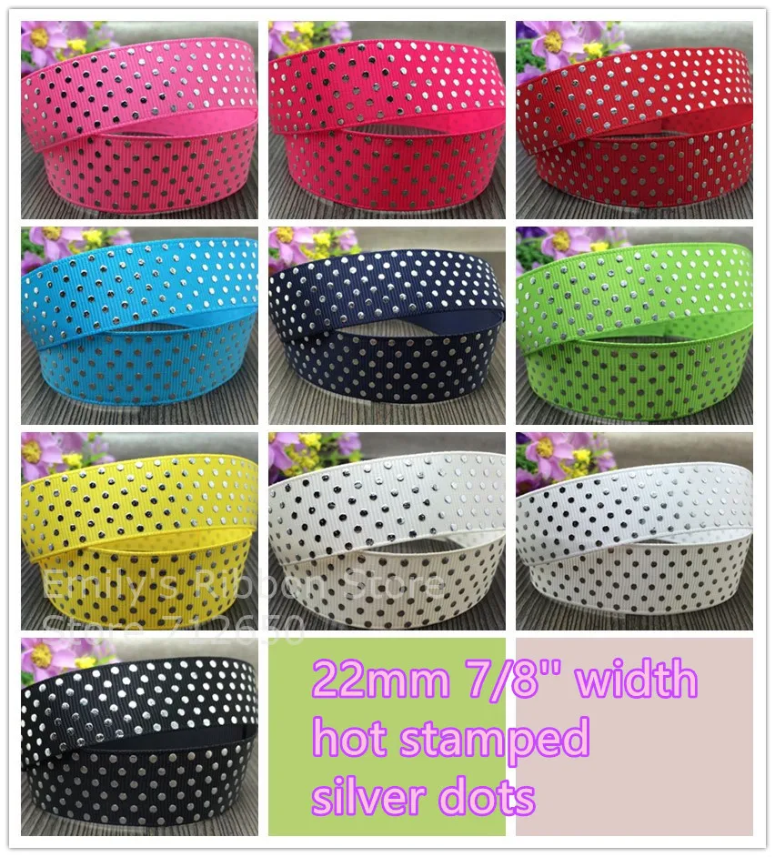 New arrival 7/8'' 22mm silver dots hot stamped grosgrain ribbon clothing diy bakery Bow Gift Wrap 10 yards free shipping
New arrival 7/8'' 22mm silver dots hot stamped grosgrain ribbon clothing diy bakery Bow Gift Wrap 10 yards free shipping