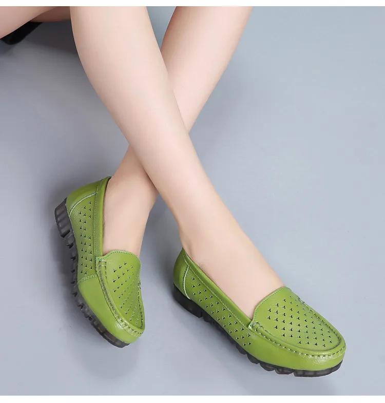 AH 201-1-2019 New Genuine Leather Cut Outs Women Summer Loafers-9