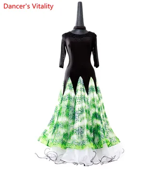 Women Lady custom made Black Performance Competition Standard Ballroom Dance printing Skirts Dress For Waltz Ballroom
Women Lady custom made Black Performance Competition Standard Ballroom Dance printing Skirts Dress For Waltz Ballroom
