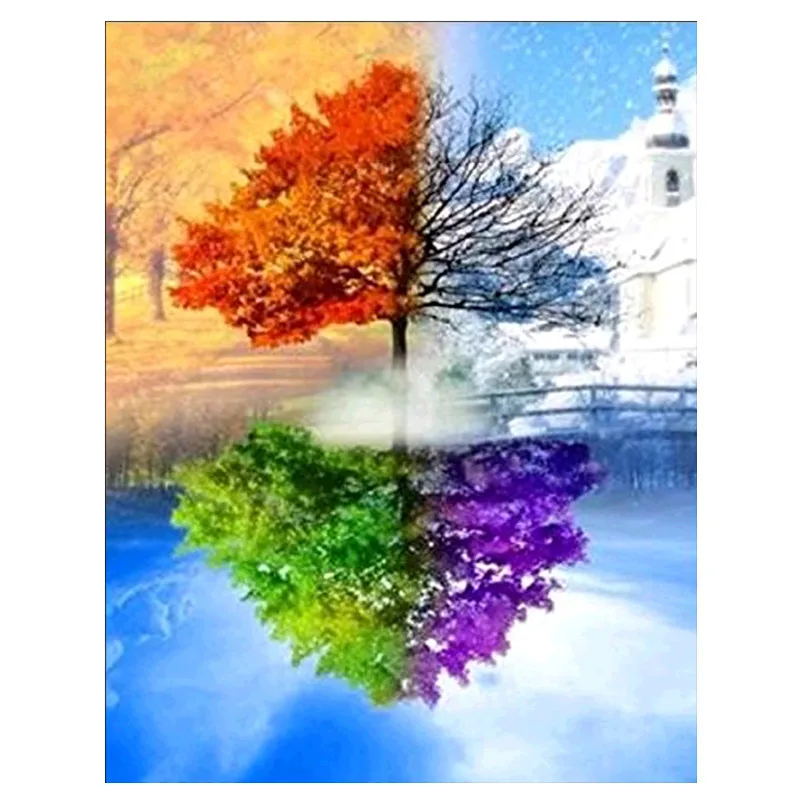 CaiLong1990 5d diamond cross stitch landscape tree embroidery mosaic full round painting rhinestone decoration | Дом и сад