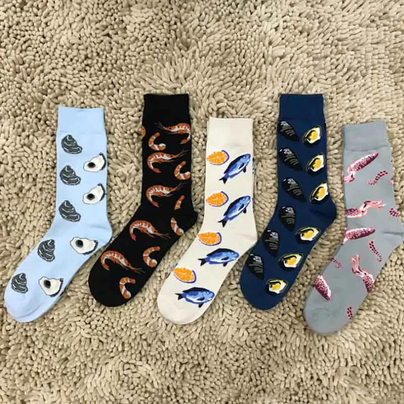 

5 Pairs/ lot Unisex Men's Cotton Long socks for men Knee-High Adult Personality Hip Hop Funny Socks Happy Street Skateboard Sox