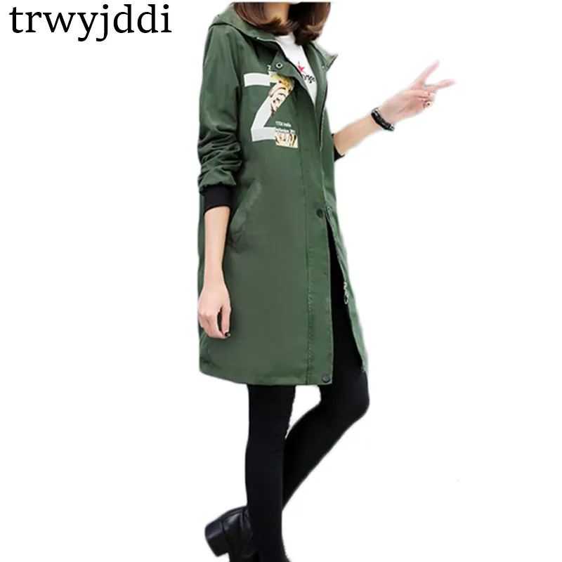 2018 Spring Tops Pattern Trench Coat Women Casual Outwear Hooded Long Army Green /Black Female Coat Casaco Feminino Coats hl259
2018 Spring Tops Pattern Trench Coat Women Casual Outwear Hooded Long Army Green /Black Female Coat Casaco Feminino Coats hl259
