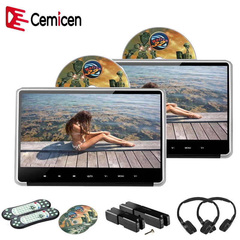 Cemicen 2PCS 11.6 Inch Car Headrest Monitor IPS Touch Button HD 1080P Video DVD MP5 Player with HDMI/FM/IR/USB/SD/Game/Speaker 
Cemicen 2PCS 11.6 Inch Car Headrest Monitor IPS Touch Button HD 1080P Video DVD MP5 Player with HDMI/FM/IR/USB/SD/Game/Speaker