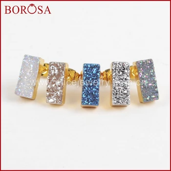 BOROSA Gold Color Rectangle Titanium Crystal Druzy Stud Earrings, Fashion Drusy Crystal Stud Earring Mix Color for Women G1223
BOROSA Gold Color Rectangle Titanium Crystal Druzy Stud Earrings, Fashion Drusy Crystal Stud Earring Mix Color for Women G1223