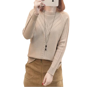 2018 Autumn Winter Knitted Sweater Cashmere Solid Color Pullovers Women Sweater Casual Loose Plus Size Female Sweater YP01073
2018 Autumn Winter Knitted Sweater Cashmere Solid Color Pullovers Women Sweater Casual Loose Plus Size Female Sweater YP01073