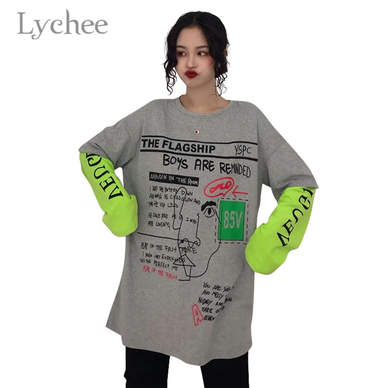 Lychee Harajuku Fake Two Pieces Hit Color T-Shirt Long Sleeve Letter Female T Shirt Casual Loose Tee Top
Lychee Harajuku Fake Two Pieces Hit Color T-Shirt Long Sleeve Letter Female T Shirt Casual Loose Tee Top
