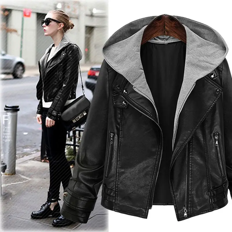 QMGOOD Fashion Winter Black Hooded PU Leather Jacket Female Faux Leather Coat Slim Moto & Biker Short Jacket Women Plus Size 5XL
QMGOOD Fashion Winter Black Hooded PU Leather Jacket Female Faux Leather Coat Slim Moto & Biker Short Jacket Women Plus Size 5XL
