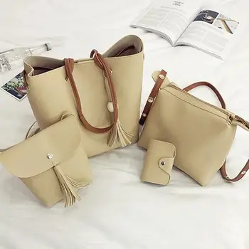 2019 fashion 4Pcs/Set New Women Faux Leather Handbag Shoulder Bag Tote Purse Messenger Handbag Pure color and beautiful appearan
2019 fashion 4Pcs/Set New Women Faux Leather Handbag Shoulder Bag Tote Purse Messenger Handbag Pure color and beautiful appearan