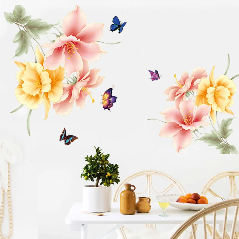 Фото Новый 5D стикер стены HD теплые цветы ПВХ съемный водонепроницаемый DIY наклейки ТВ