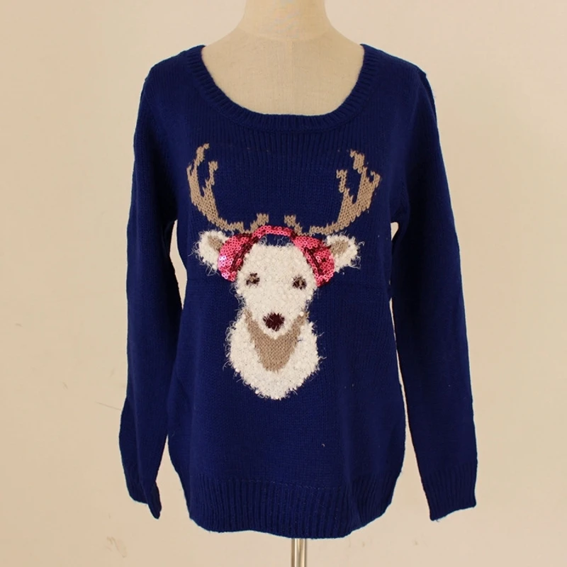 Ugly Sweater Christmas Women Deer Embroidery Sequines Knitted Pullover Jumper Top Autumn Winter Sueter Mujer pull femme C89593
Ugly Sweater Christmas Women Deer Embroidery Sequines Knitted Pullover Jumper Top Autumn Winter Sueter Mujer pull femme C89593