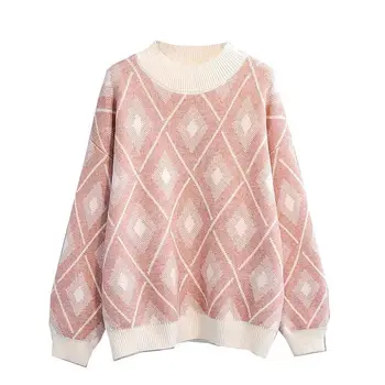 H.SA Sweater Pullovers Women Basic Harajuku Geometric Pull Jumpers Long Sleeve Loose Knitwear Korean Pink Winter Sweaters 2019
H.SA Sweater Pullovers Women Basic Harajuku Geometric Pull Jumpers Long Sleeve Loose Knitwear Korean Pink Winter Sweaters 2019