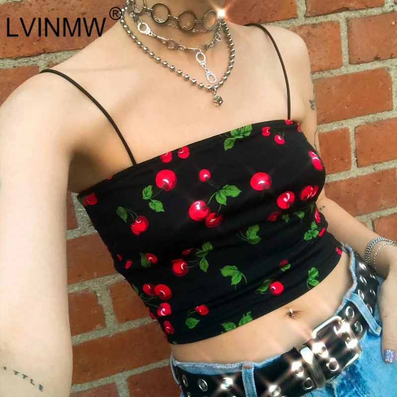 LVINMW Sexy Cherry Print Slash Neck Spaghetti Straps Crop Top Skinny Off Shoulder Camisole Tops Female Tshirt 2019 Women Summer
LVINMW Sexy Cherry Print Slash Neck Spaghetti Straps Crop Top Skinny Off Shoulder Camisole Tops Female Tshirt 2019 Women Summer