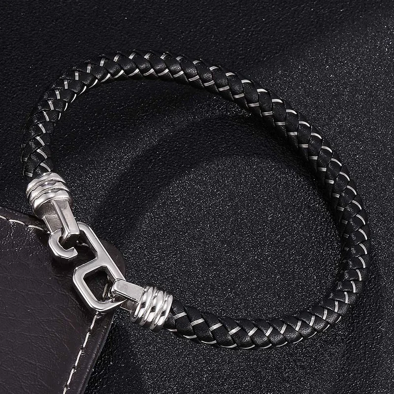 Personality 6mm Woven Stainless Steel Leather Bracelet Men Women Jewelry Easy-Hook Male Braided Bracelets Gifts Pulsera ST0380
Personality 6mm Woven Stainless Steel Leather Bracelet Men Women Jewelry Easy-Hook Male Braided Bracelets Gifts Pulsera ST0380
