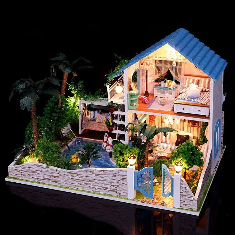 Large size miniature Doll house with furniture Handmade wooden 3D diy house toys for adults lovers dream house children
Large size miniature Doll house with furniture Handmade wooden 3D diy house toys for adults lovers dream house children