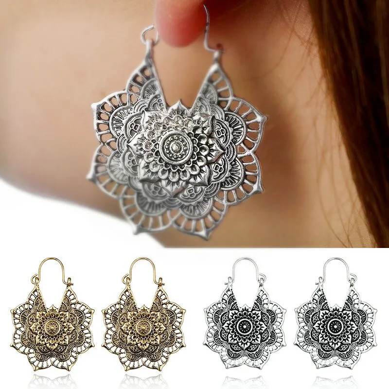 New Arrival High Quality Graceful Hollow Out Golden Silvery Earrings Seaside Unique Mandala Flower Retro Earring Gifts
New Arrival High Quality Graceful Hollow Out Golden Silvery Earrings Seaside Unique Mandala Flower Retro Earring Gifts