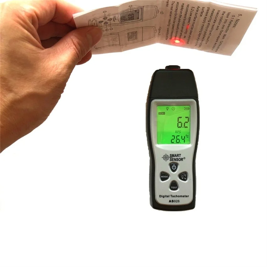 Digital Laser Tachometer 100~30000 RPM LCD photoelectric Tachometer Test Meter Speedometer RPM Meter SmartSensor AS926
Digital Laser Tachometer 100~30000 RPM LCD photoelectric Tachometer Test Meter Speedometer RPM Meter SmartSensor AS926